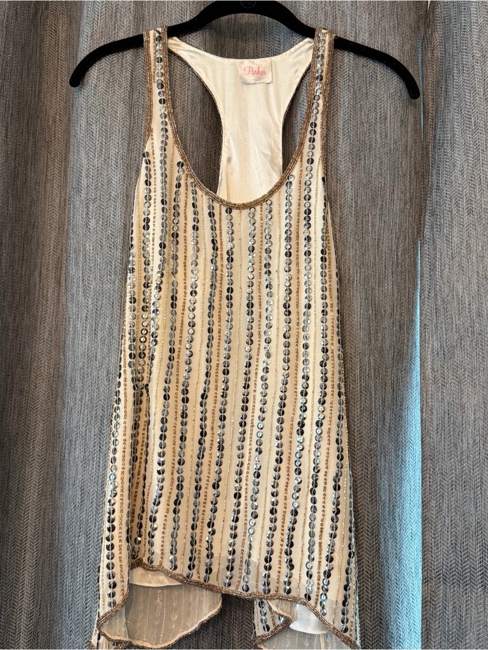 Parker Ivory Top with Pink Logo Tag